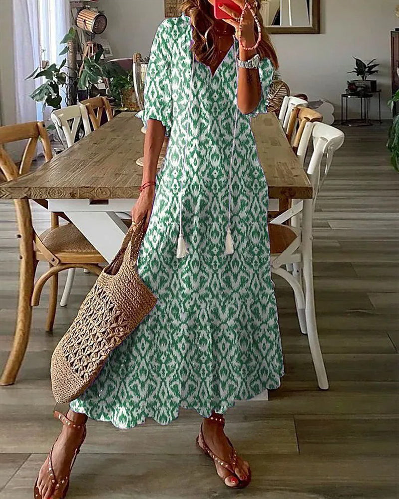 Anouk | Boho Maxi Jurk Dames Met Print