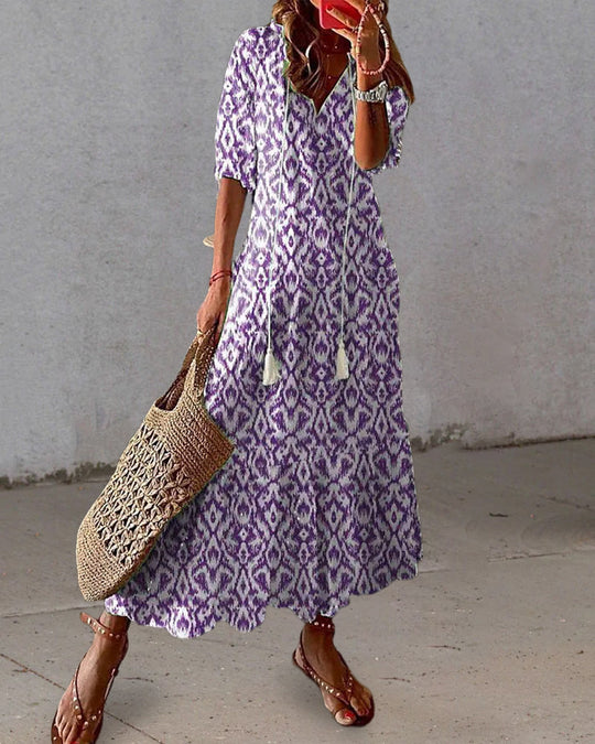 Anouk | Boho Maxi Jurk Dames Met Print