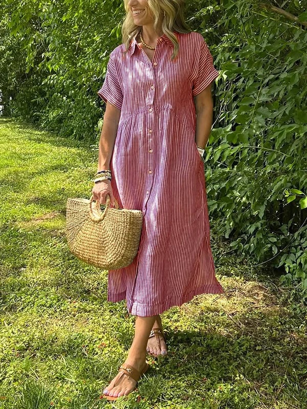 Linnen Blousejurk Dames Gestreept - Sara