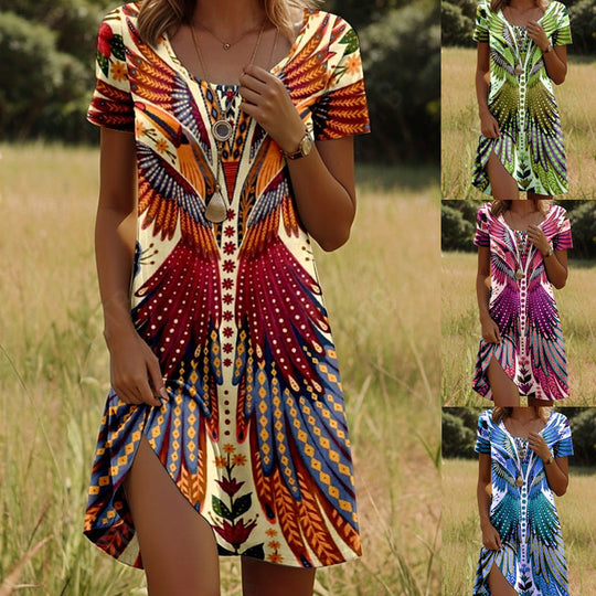 Boho Jurk Dames Met Print - Olivia