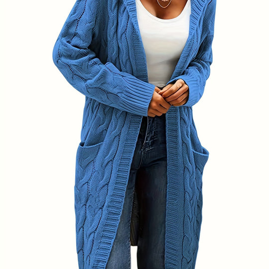 Rachel - Elegant Lang Kabelgebreid Vest