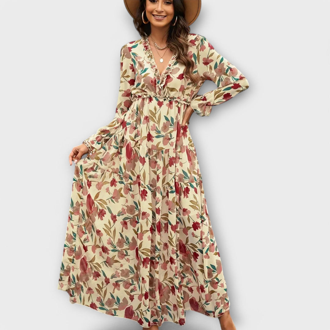 Daphne - Chiffon Maxi Jurk met Bloemenprint
