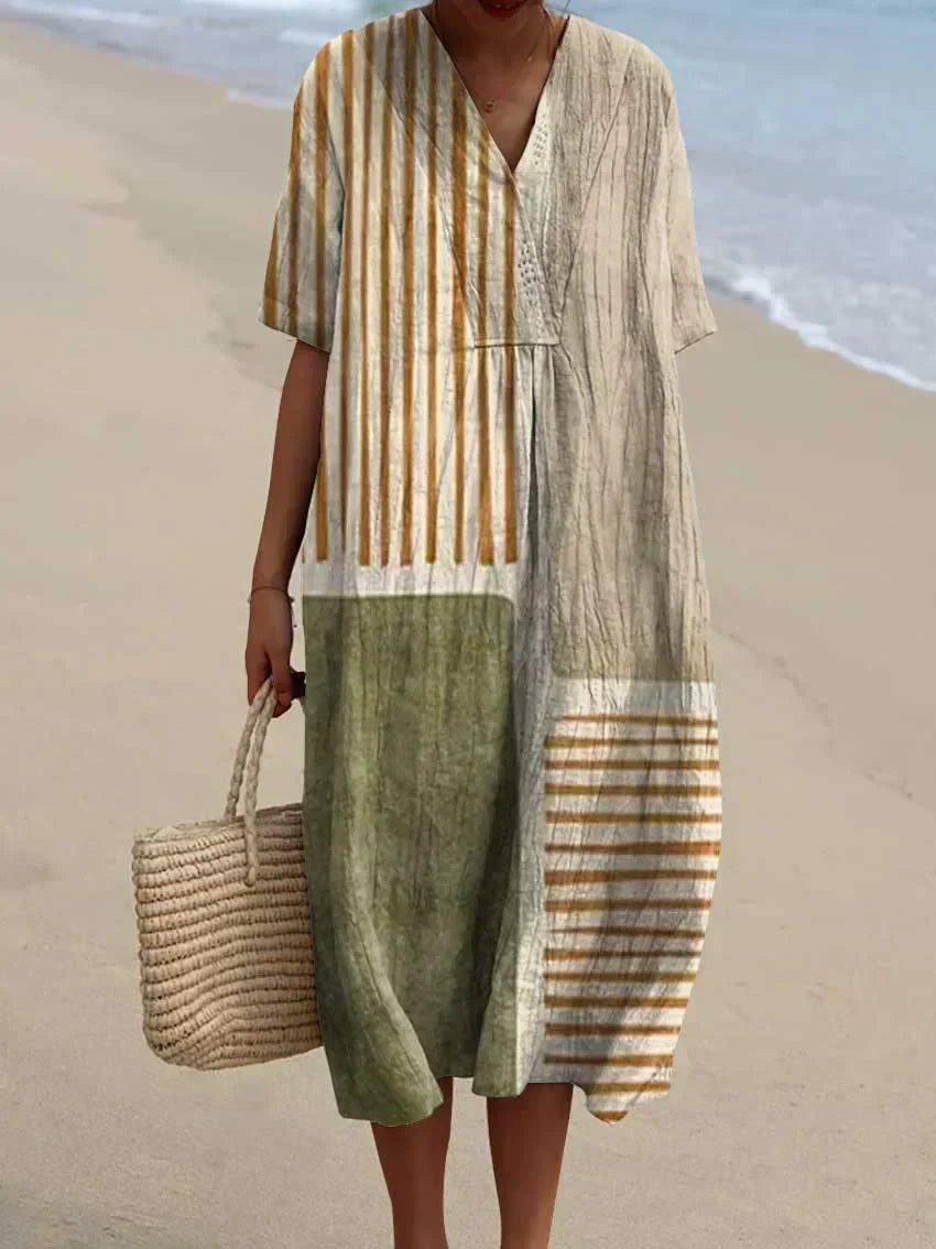 Ingrid - Geruite Mouwloze Midi Jurk Dames