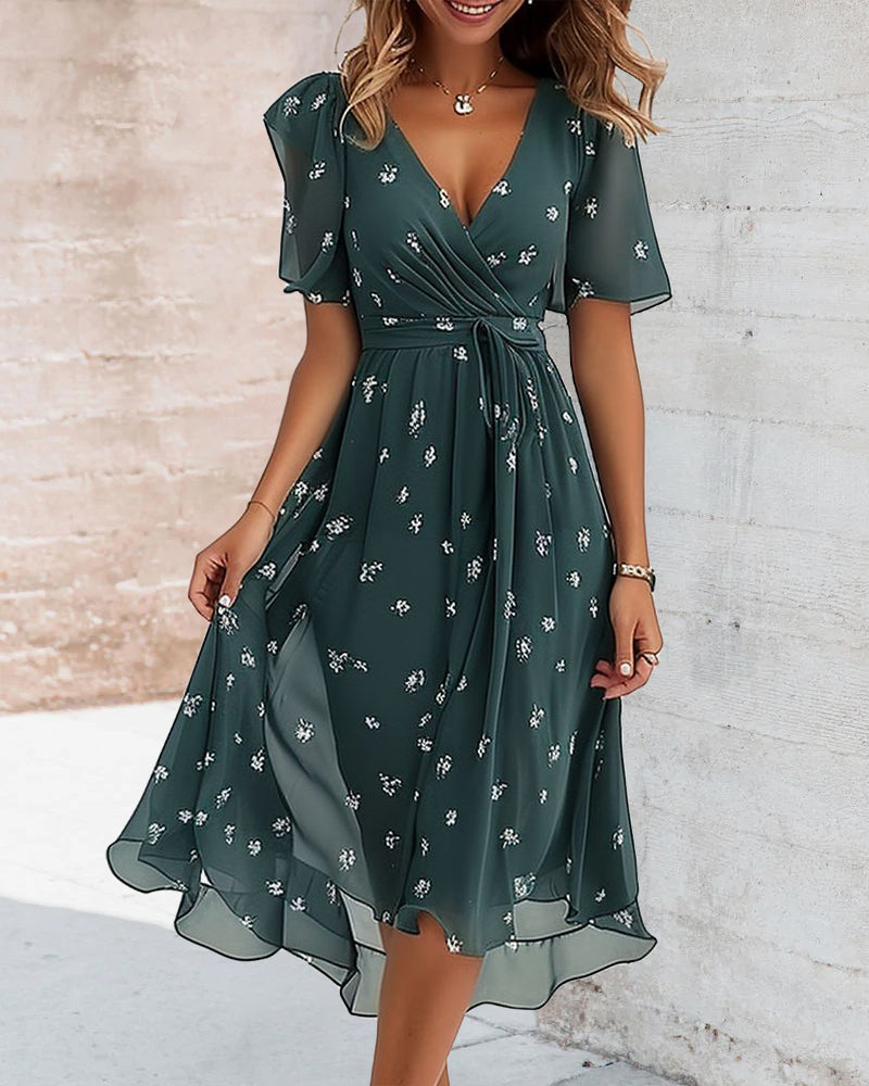 Vanessa - Mooie Chiffon Jurk met Bloemenprint