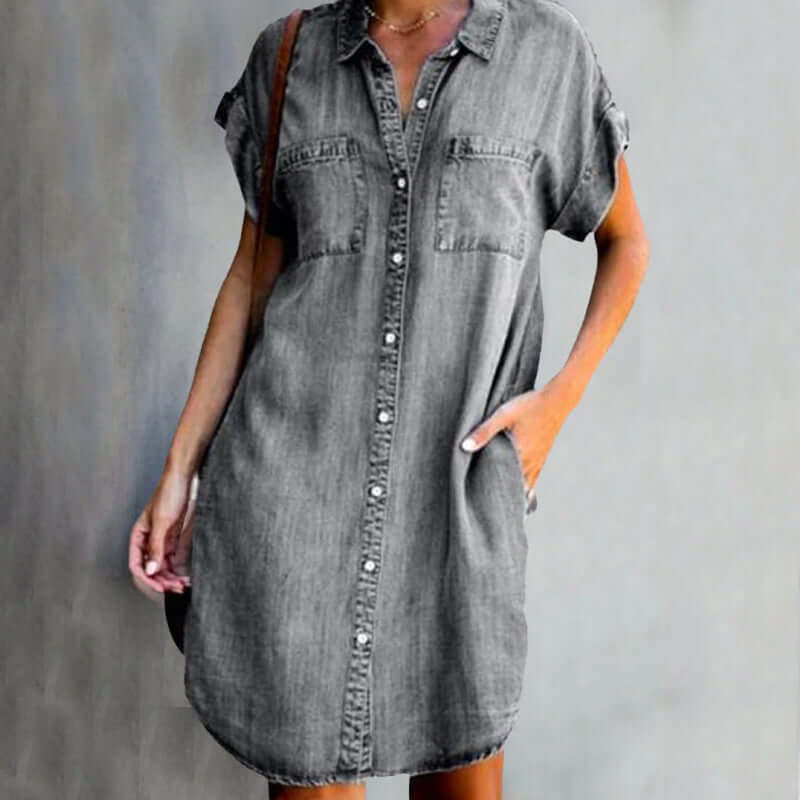 Denim Blousejurk Dames Elegant - Mila