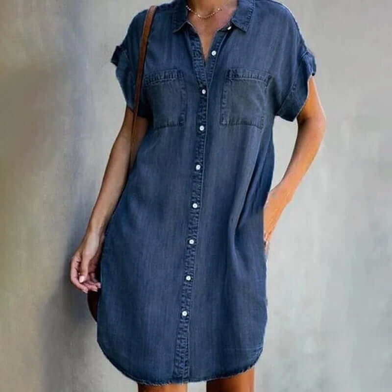 Denim Blousejurk Dames Elegant - Mila