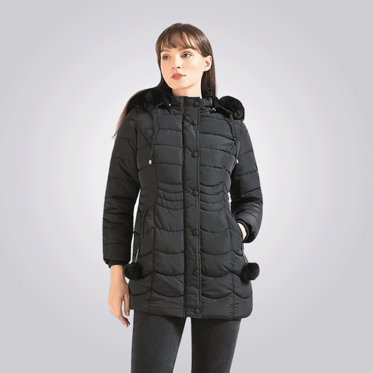 Saskia - Elegante Lange Gewatteerde Winterjas