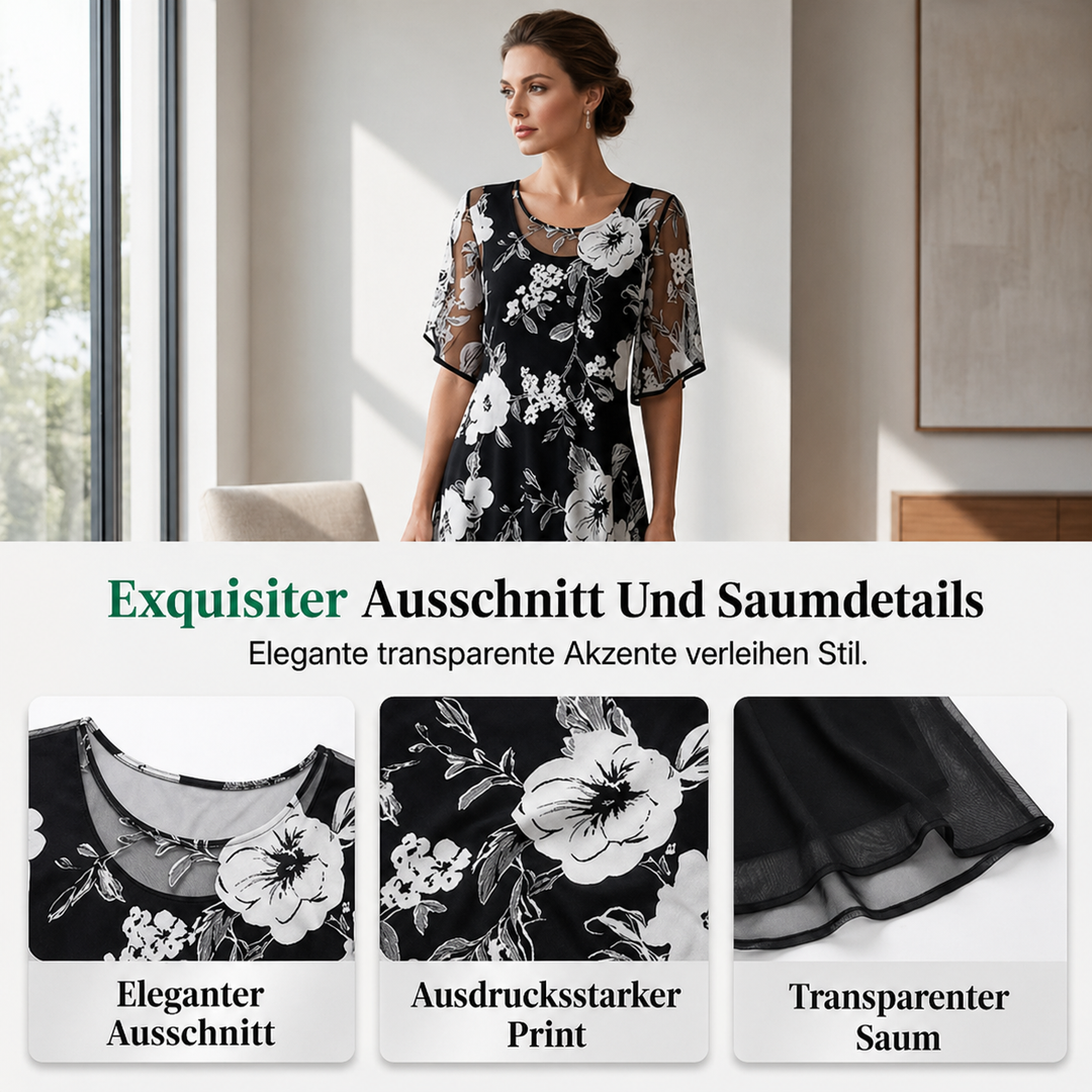 Yolanda - Elegante Chiffon Jurk met Bloemenprint