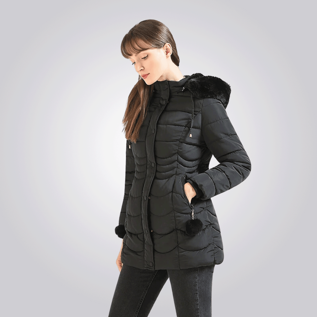 Saskia - Elegante Lange Gewatteerde Winterjas