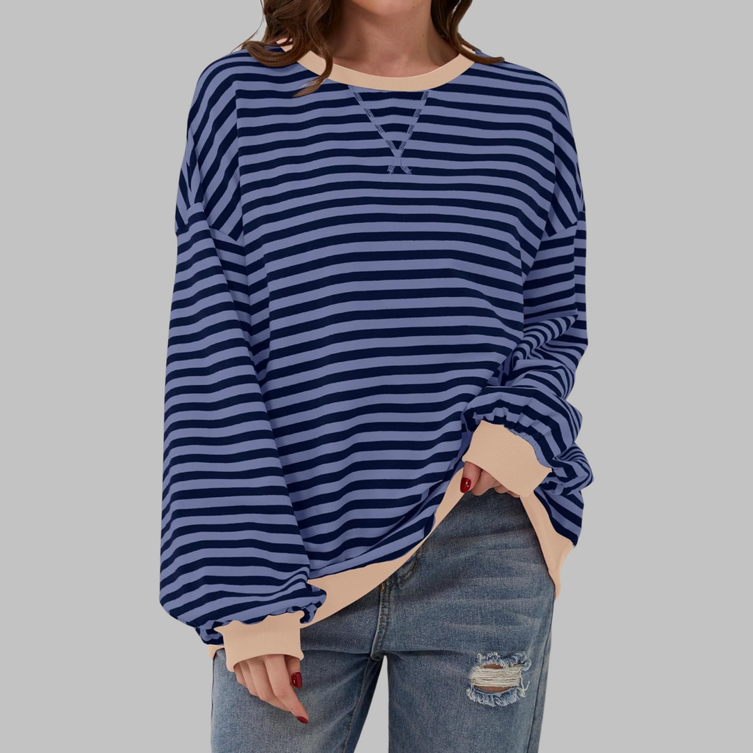 Ellen - Stijlvolle Gestreepte Ronde Hals Sweater