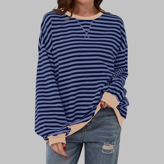 Ellen - Stijlvolle Gestreepte Ronde Hals Sweater