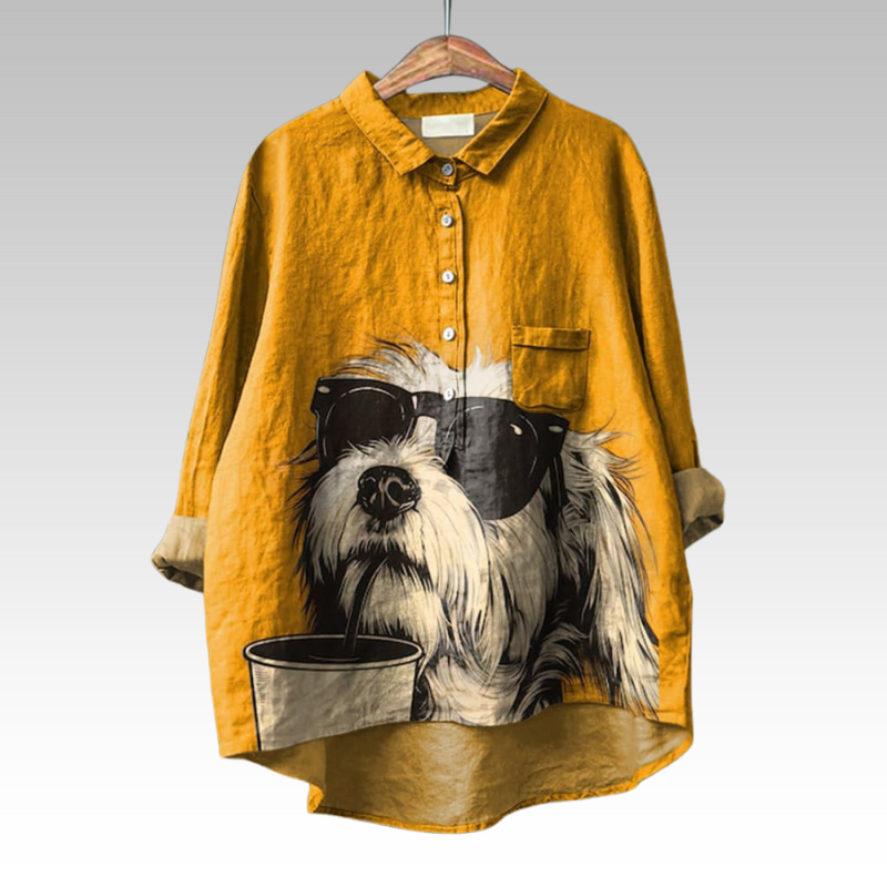Oversized Linnen Blouse Dames Met Print - Sophie