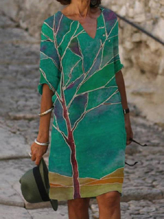 Femke - Luchtige Linnen Jurk met Bloemenprint