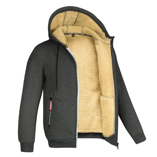 Lucas – Fleecehoodie met ritssluiting en schapenvachtvoering voor extra warmte