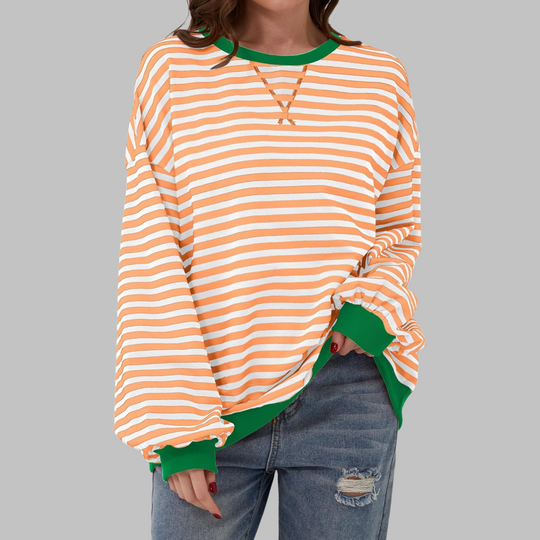 Ellen - Stijlvolle Gestreepte Ronde Hals Sweater