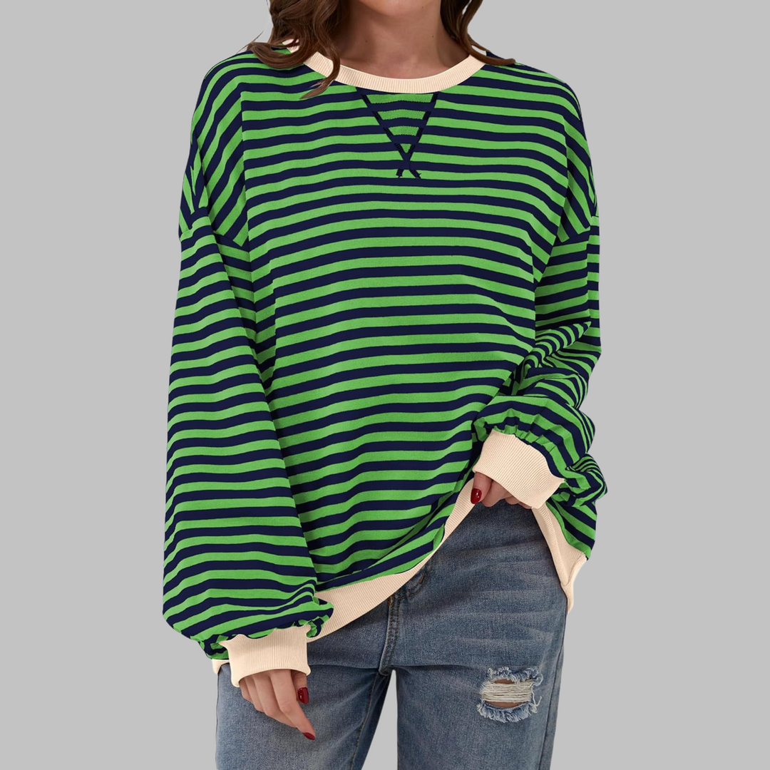 Ellen - Stijlvolle Gestreepte Ronde Hals Sweater