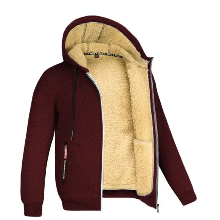 Lucas – Fleecehoodie met ritssluiting en schapenvachtvoering voor extra warmte