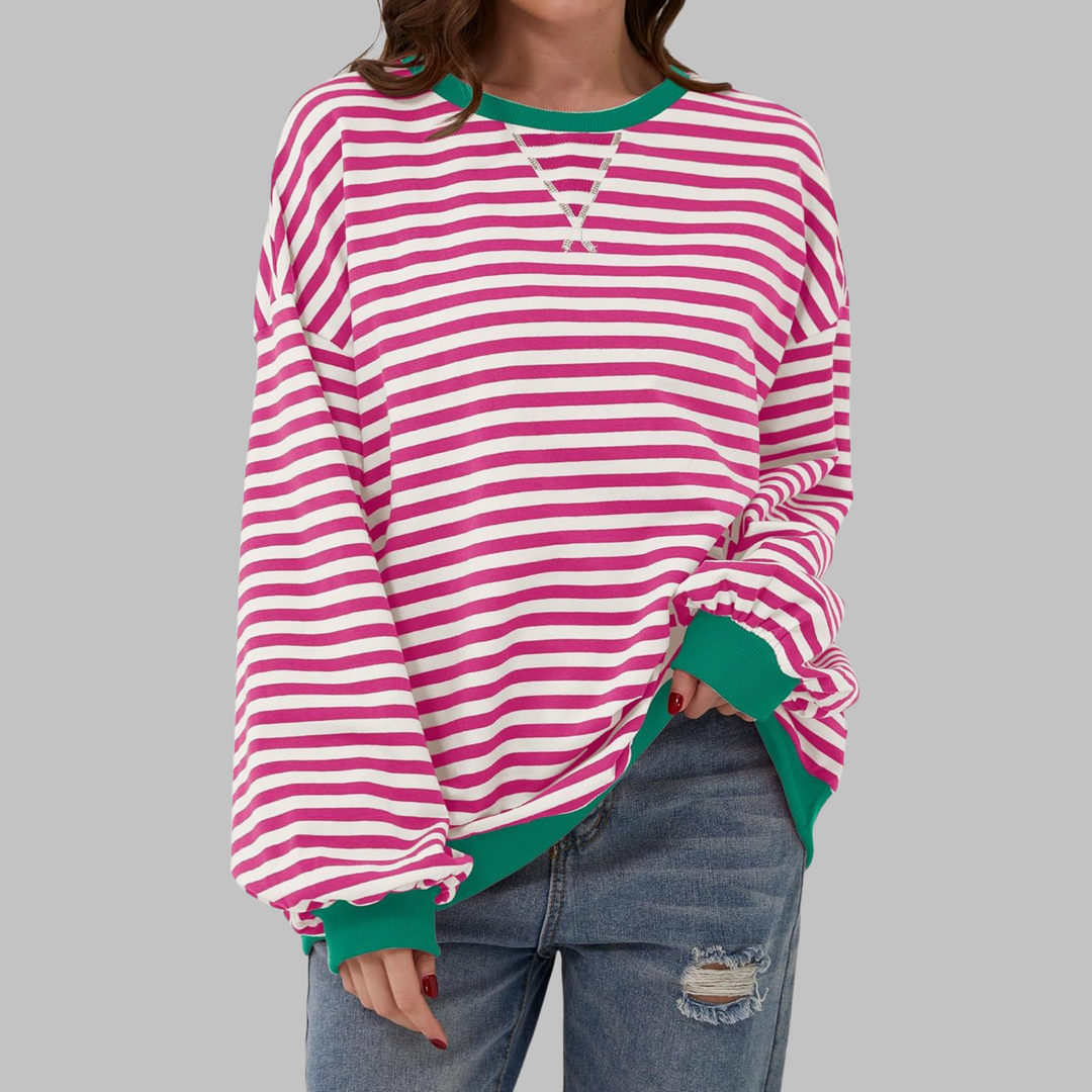 Ellen - Stijlvolle Gestreepte Ronde Hals Sweater