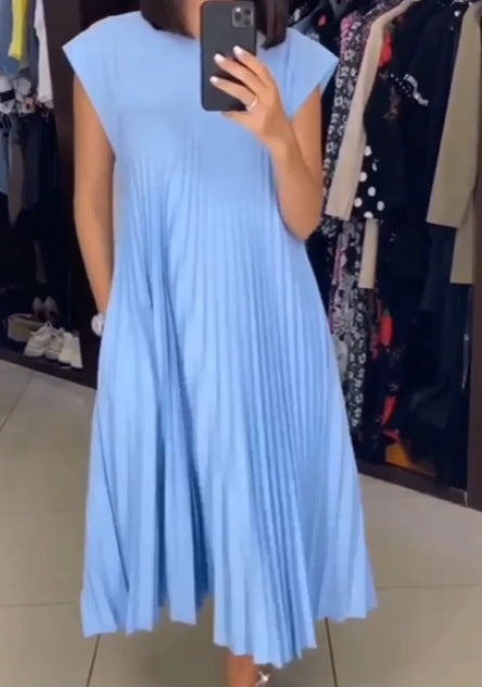 Saskia - Elegante Plissé Maxi Jurk