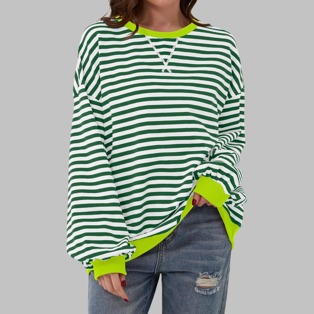 Ellen - Stijlvolle Gestreepte Ronde Hals Sweater