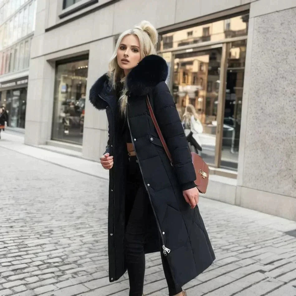 Karen - Elegante Lange Gevoerde Winterjas