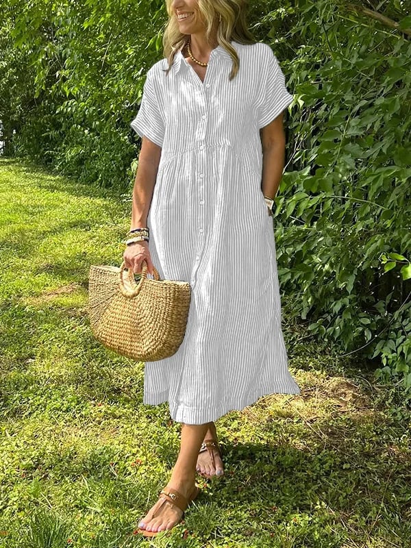 Linnen Blousejurk Dames Gestreept - Sara