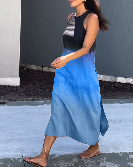 Tessa - Elegante Mouwloze Linnen Midi Jurk