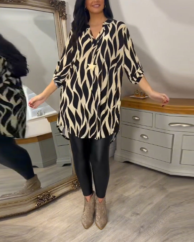 Oversized Blouse Dames Zebra Print Lange Mouw - Chloe