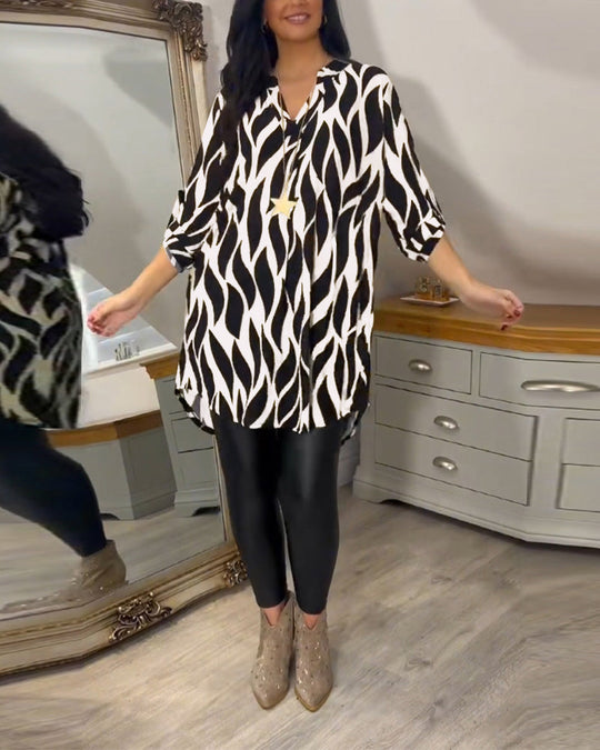 Oversized Blouse Dames Zebra Print Lange Mouw - Chloe