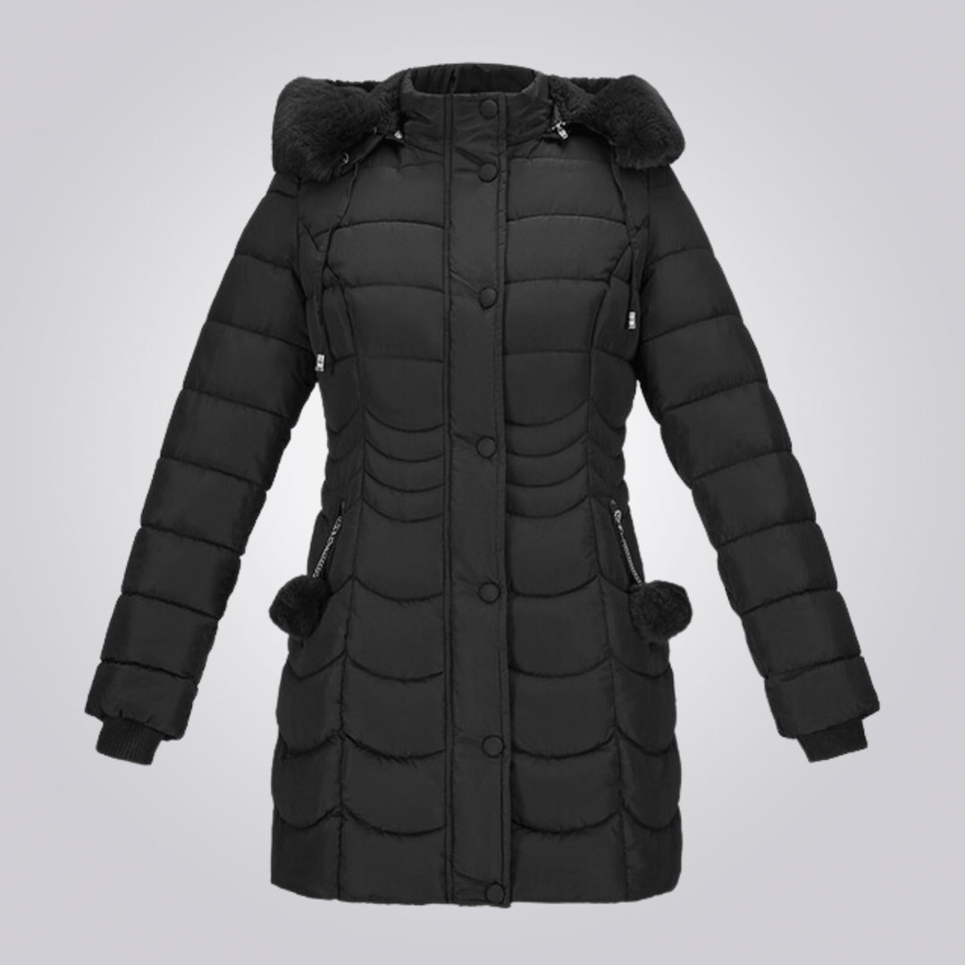 Saskia - Elegante Lange Gewatteerde Winterjas
