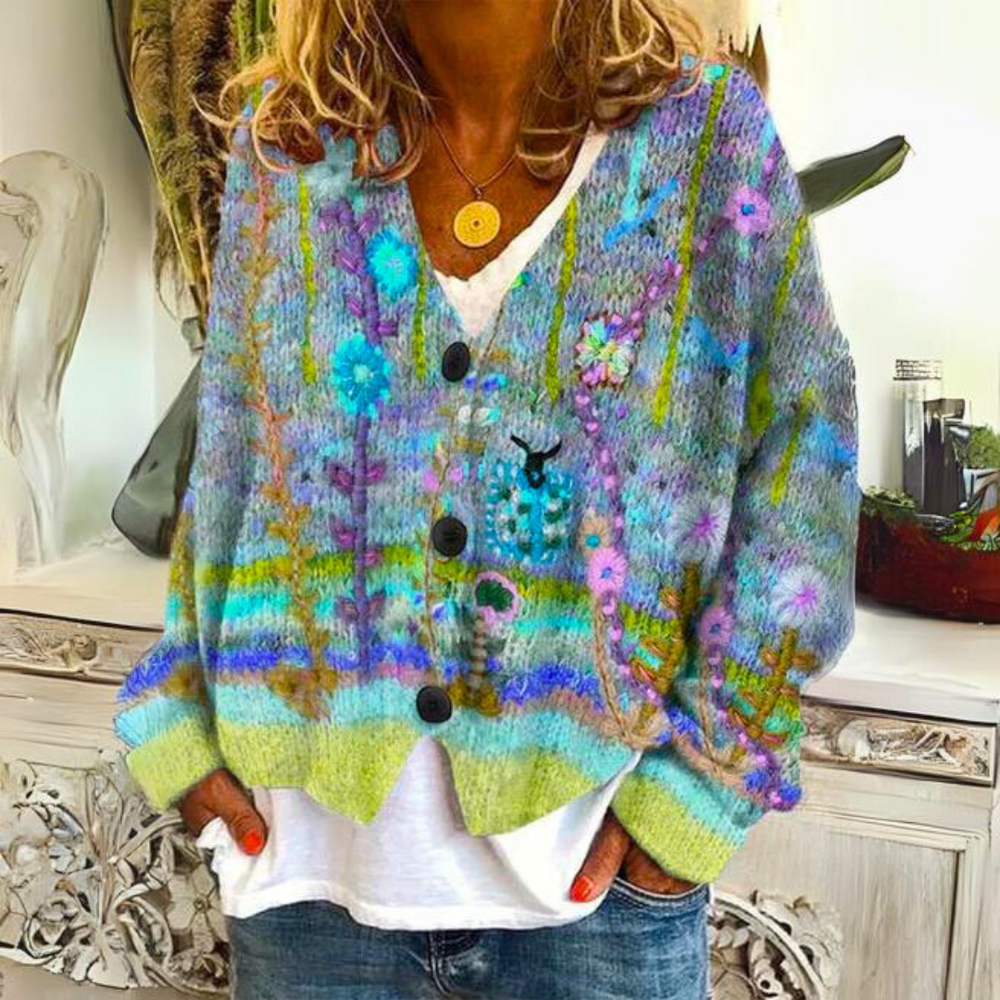Karen - Elegant Gebreid Gebloemd Vest