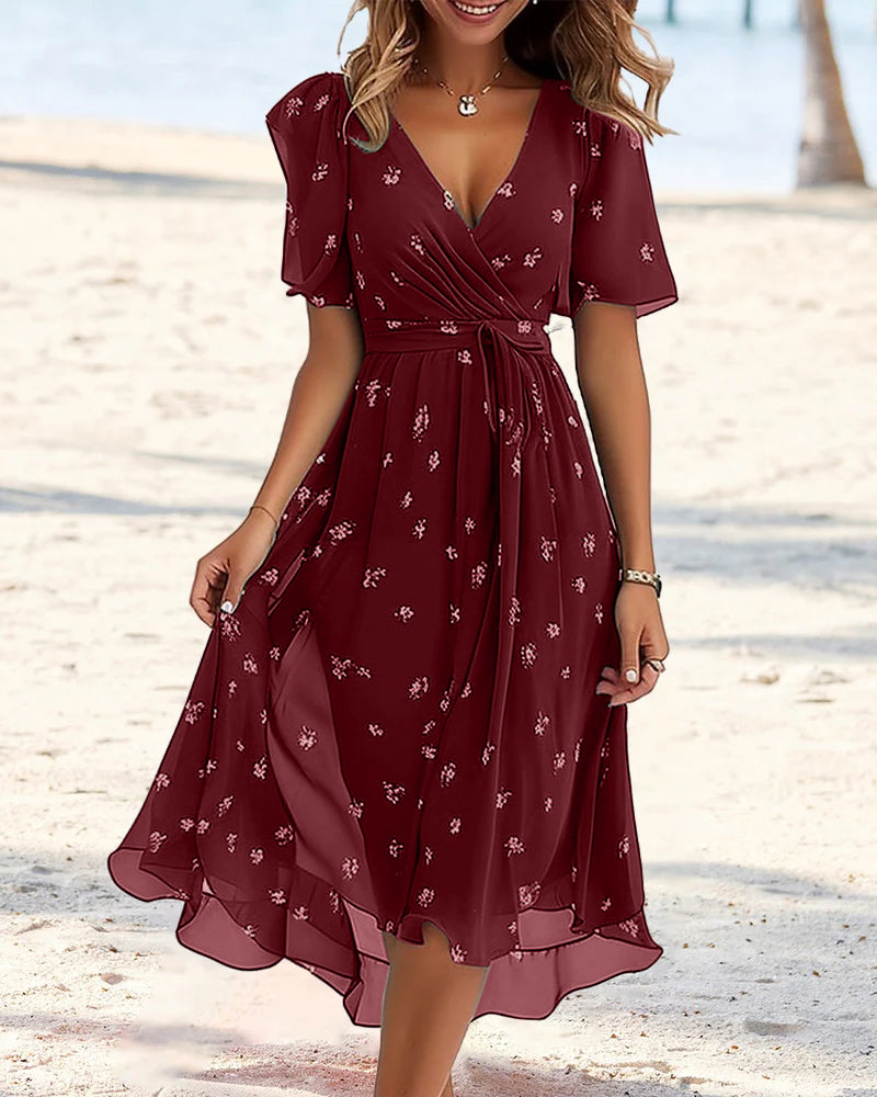 Vanessa - Mooie Chiffon Jurk met Bloemenprint