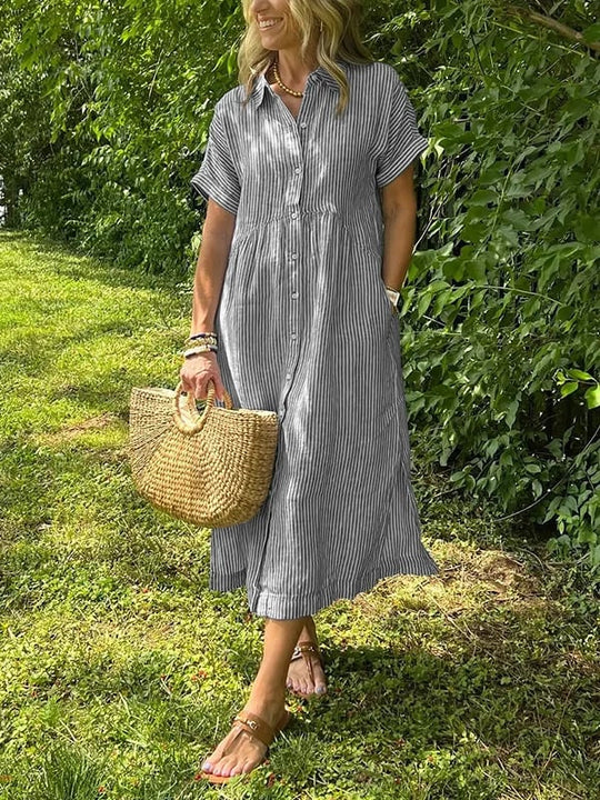 Linnen Blousejurk Dames Gestreept - Sara