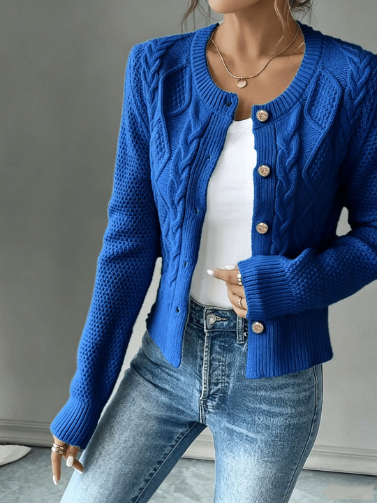 Marianne - Elegant Kabelgebreid Knopen Vest