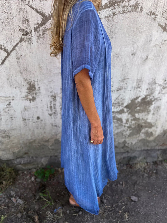 Sandra - Luchtige Linnen Maxi Jurk