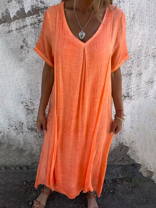 Sandra - Luchtige Linnen Maxi Jurk