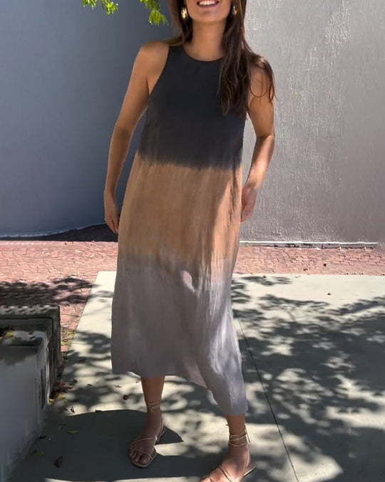 Tessa - Elegante Mouwloze Linnen Midi Jurk