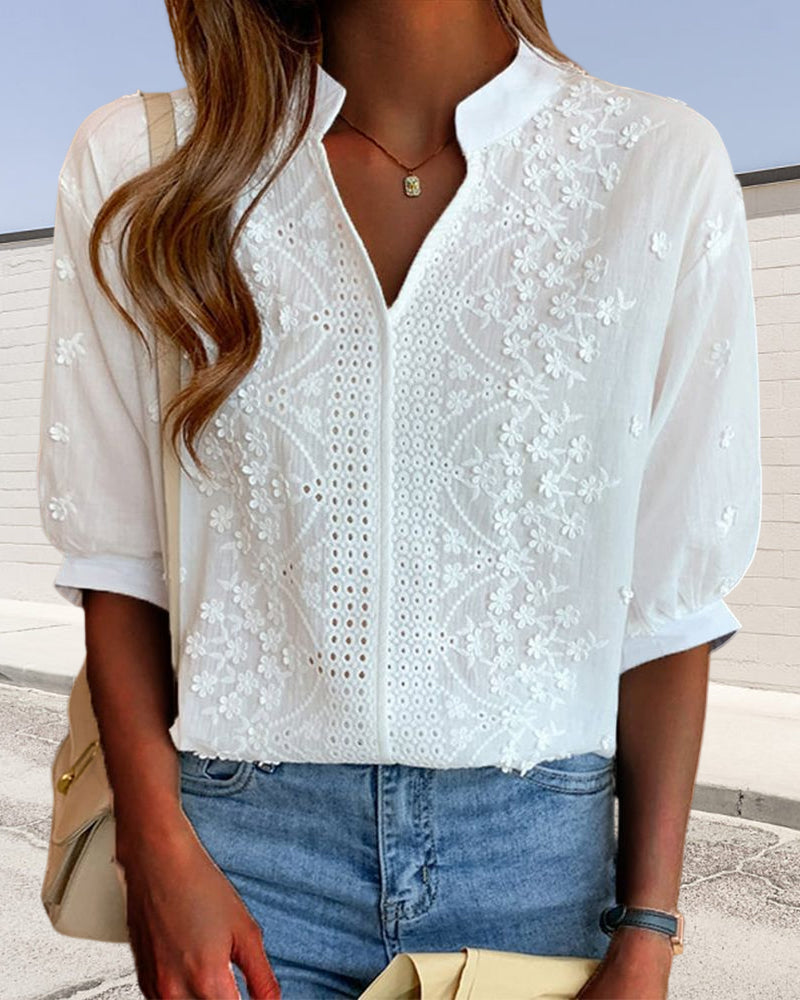 Broderie Blouse Dames Lange Mouw - Iva