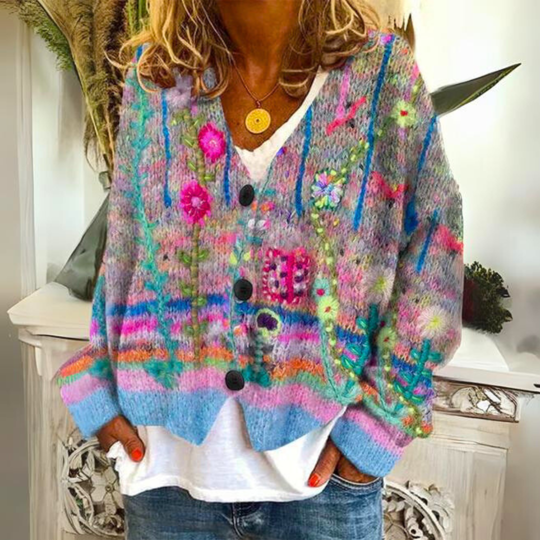 Karen - Elegant Gebreid Gebloemd Vest