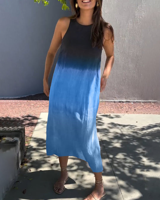 Tessa - Elegante Mouwloze Linnen Midi Jurk