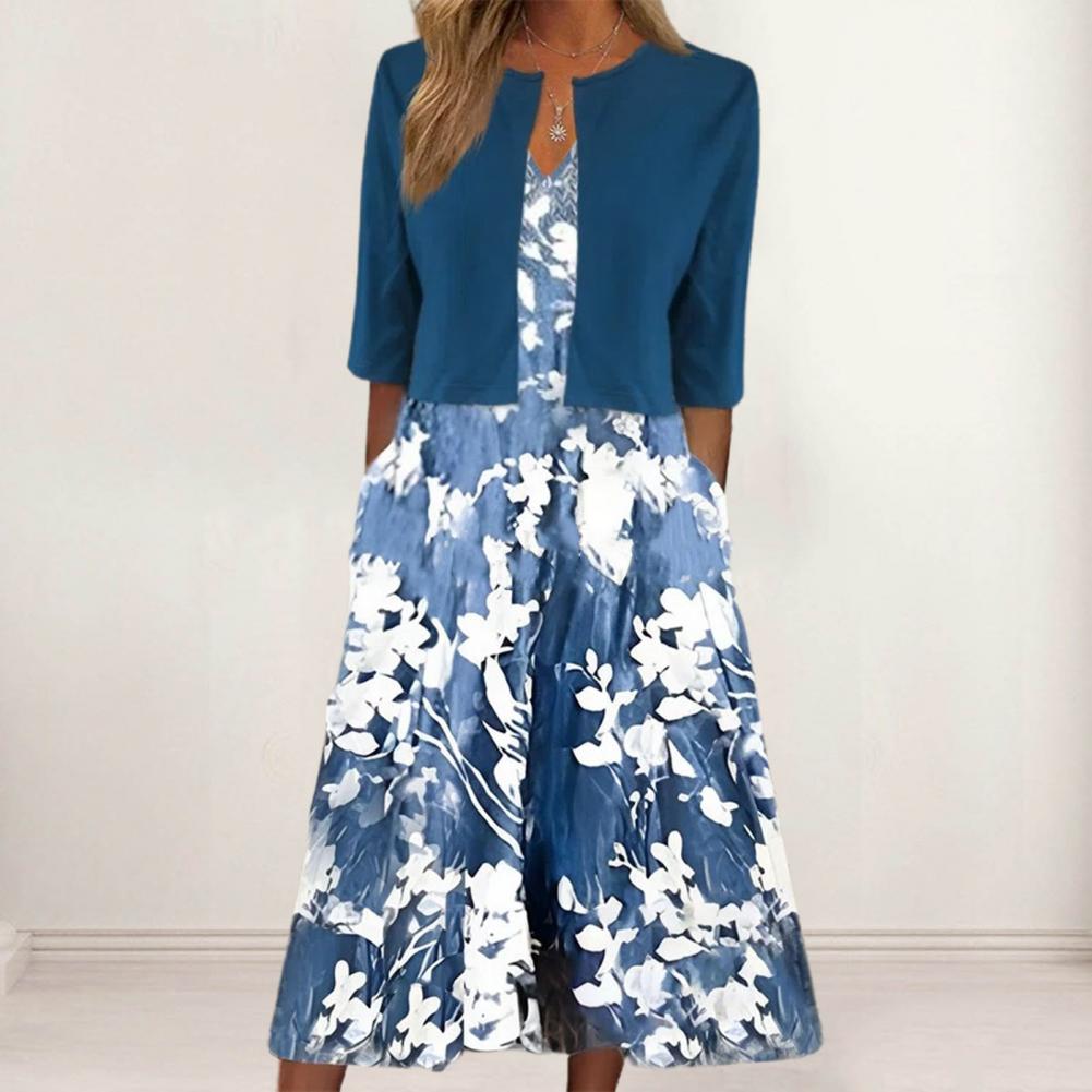 Fleur - Stijlvolle Jurk met Bolero Bloemenprint Dames