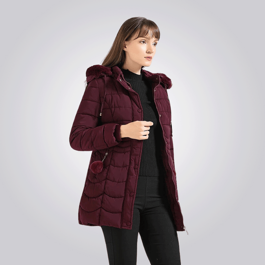 Saskia - Elegante Lange Gewatteerde Winterjas