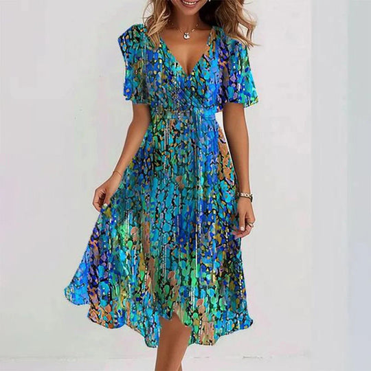 Bloemen Midi Jurk Dames Stijlvol - Mila