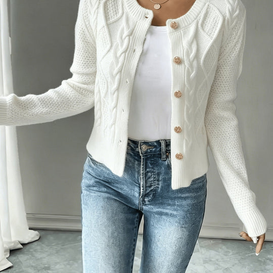 Marianne - Elegant Kabelgebreid Knopen Vest