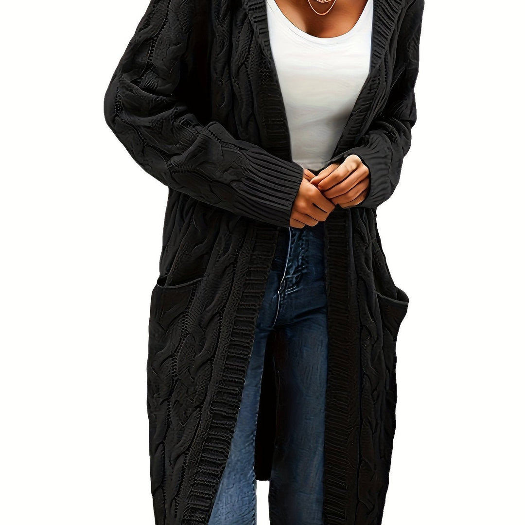 Rachel - Elegant Lang Kabelgebreid Vest