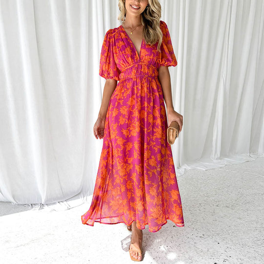 Claudia – Luchtige Zomerjurk Met Een Speels Patroon, Linnenmix