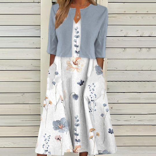 Linda - Elegante Bloemen Midi Jurk