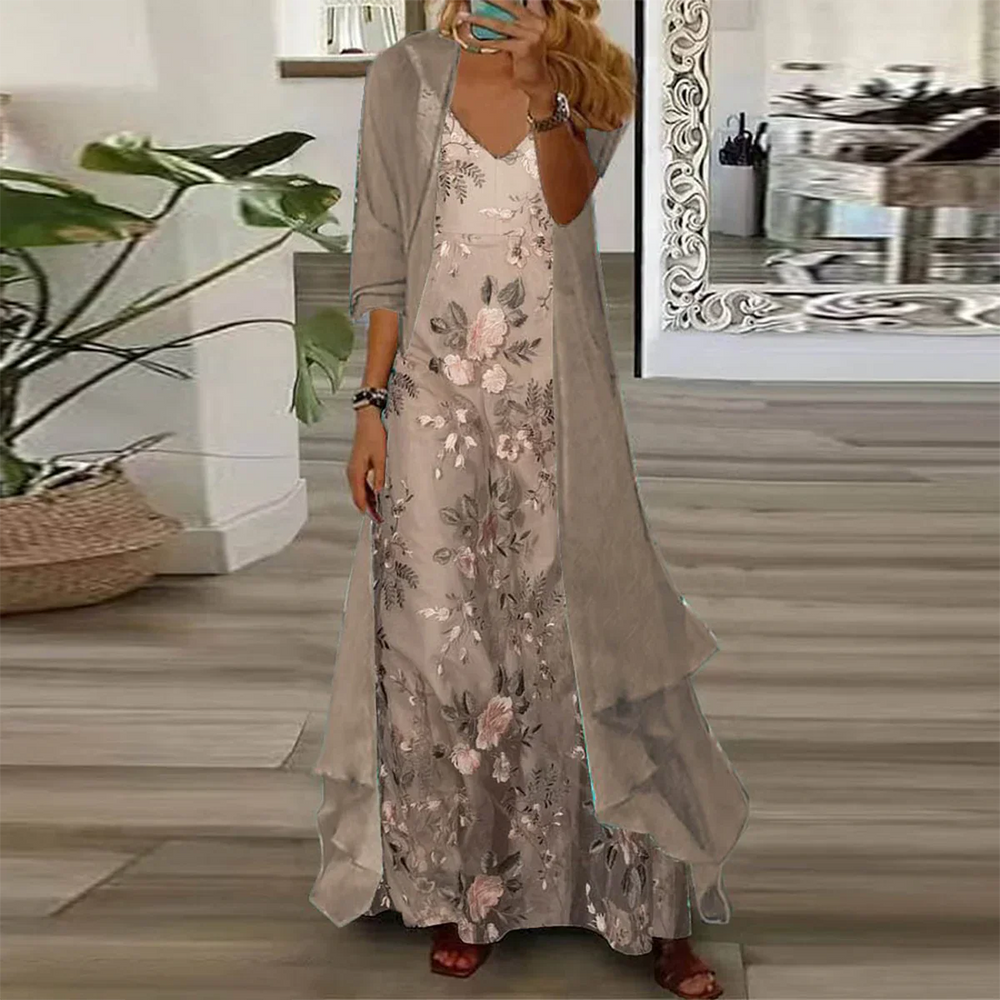 Carol - Gebloemde Maxi Jurk met Vest
