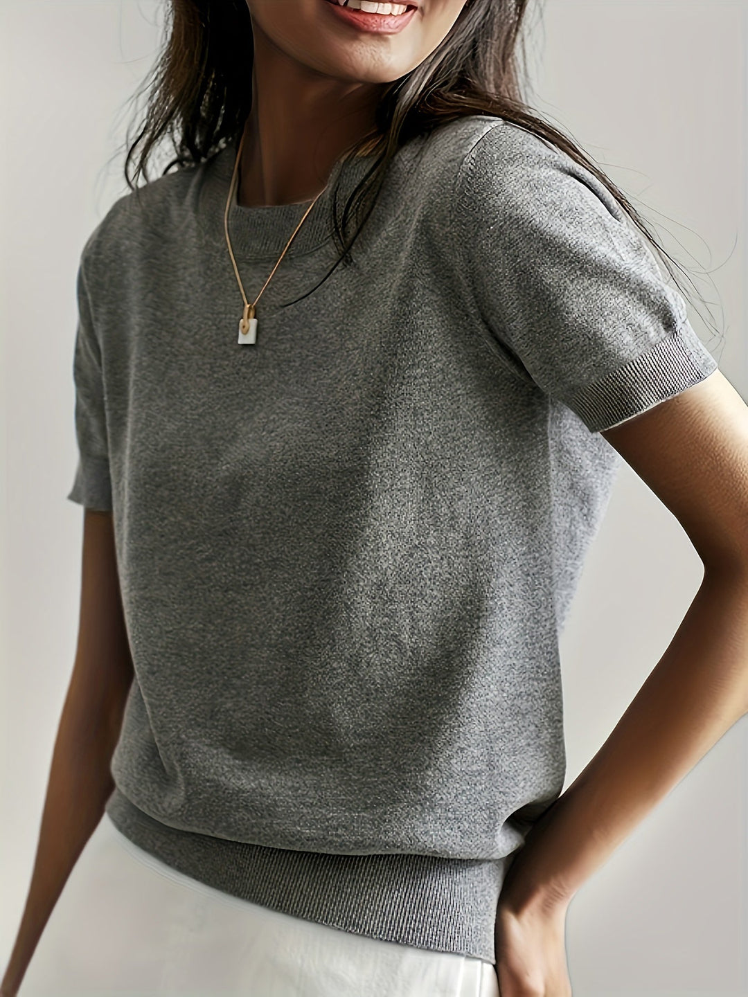 Yvonne - Elegante Gebreide Ronde Hals Top
