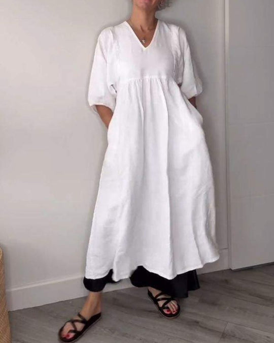 Nina | Linnen Jurk Dames Wijd